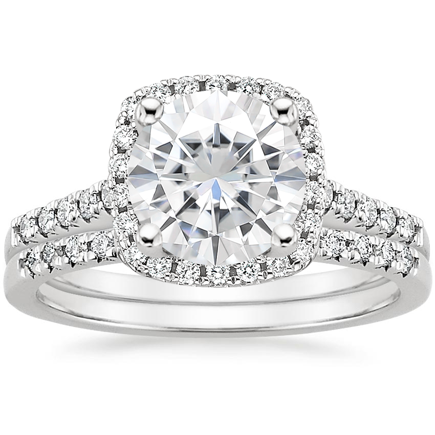 PT Moissanite Odessa Diamond Ring (1/5 ct. tw.) with Sonora Diamond Ring (1/8 ct. tw.), top view