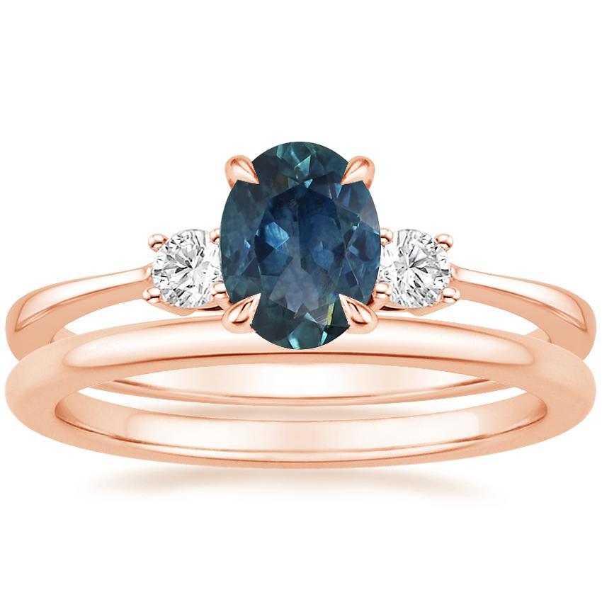 14K Rose Gold Selene Diamond Ring (1/10 ct. tw.) with Petite Comfort Fit Wedding Ring