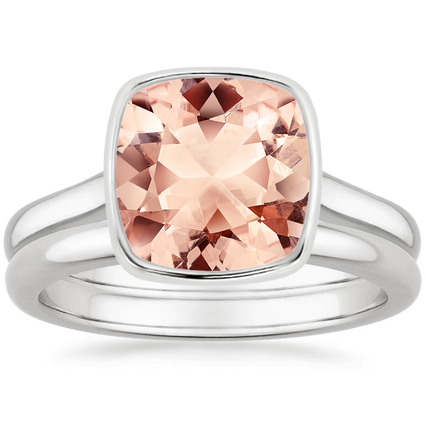 PT Morganite Luna Bridal Set, top view