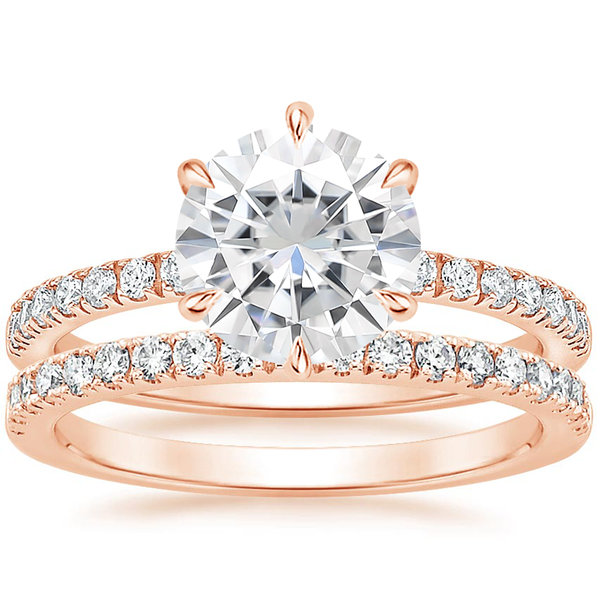 14KR Moissanite Bliss Diamond Ring (1/6 ct. tw.) with Bliss Diamond Ring (1/5 ct. tw.), top view