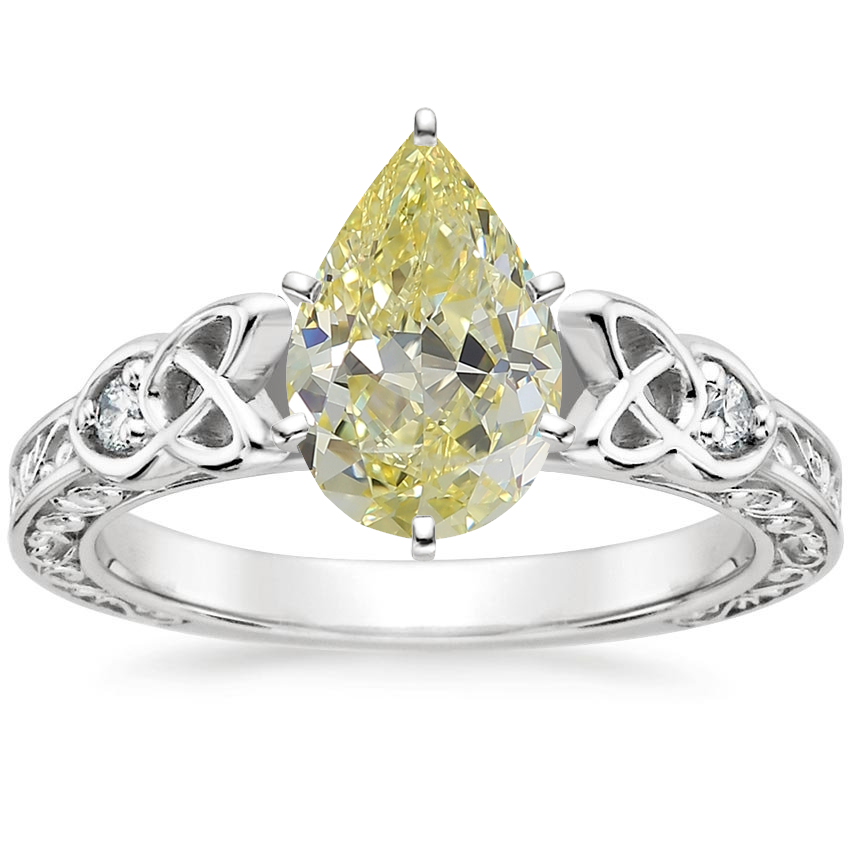 18K White Gold Aberdeen Celtic Diamond Ring, large top view