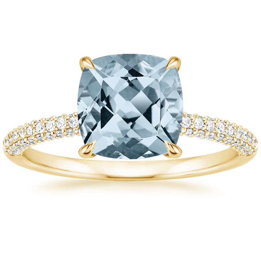 Yellow Gold Aquamarine Valencia Diamond Ring (1/3 ct. tw.)