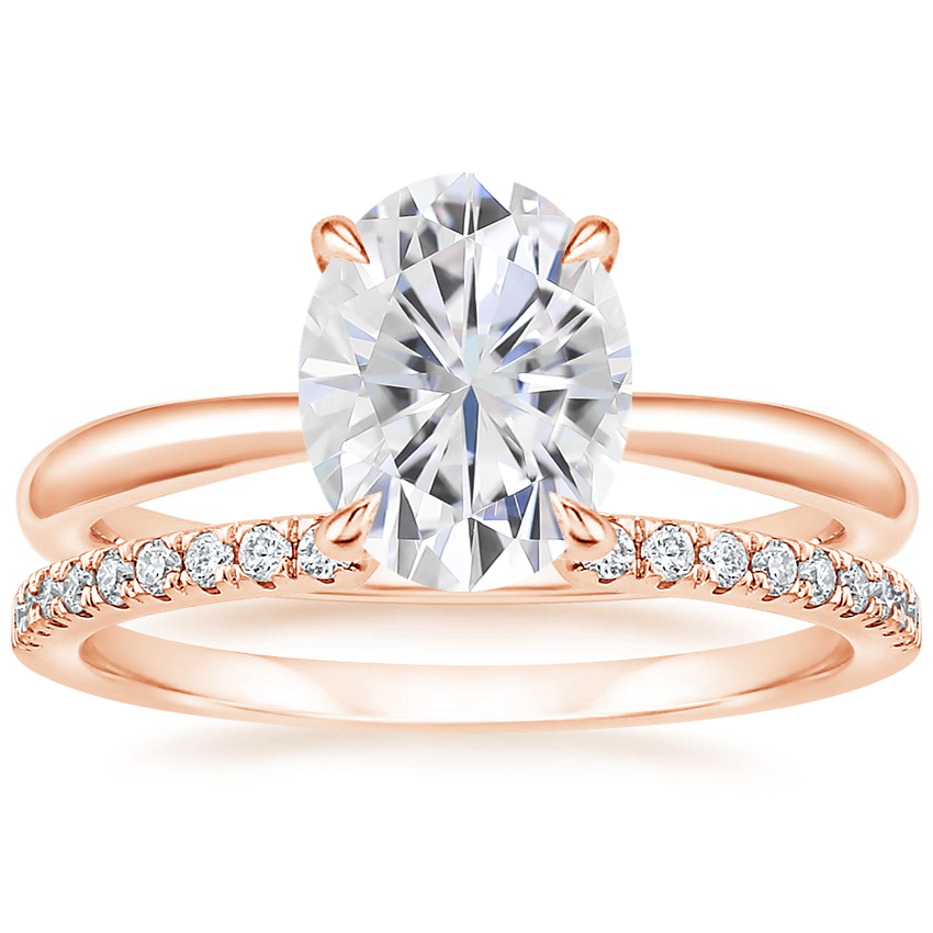 14KR Moissanite Freesia Ring with Sia Diamond Open Ring, top view