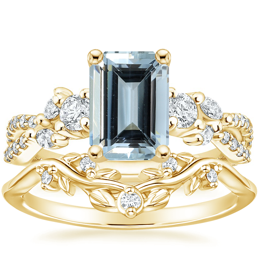 18K Yellow Gold Three Stone Luxe Willow Diamond Ring (1/2 ct. tw.) with Veranda Diamond Ring