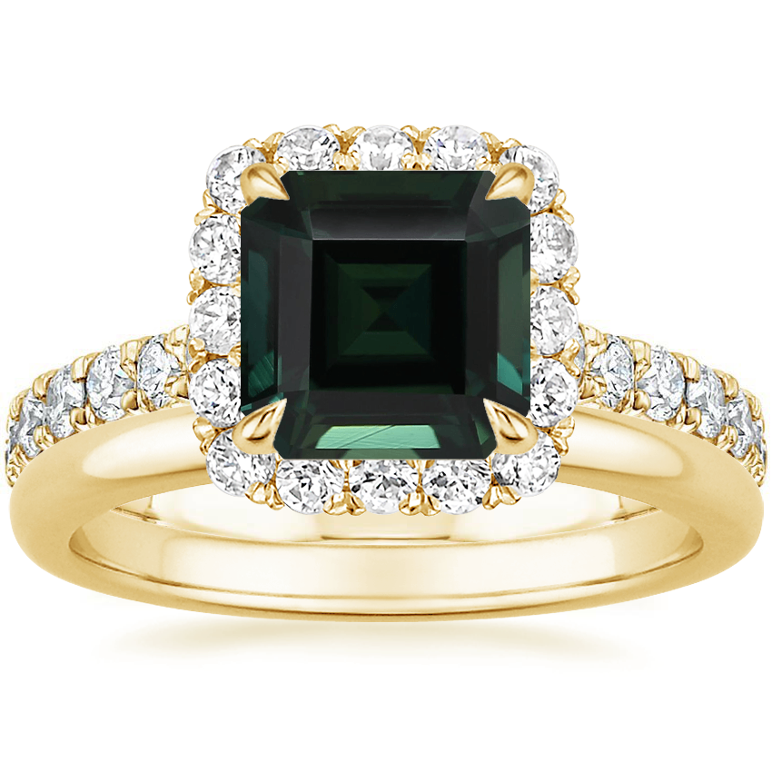 18K Yellow Gold Estelle Diamond Ring (3/4 ct. tw.) with 2mm Comfort Fit Wedding Ring