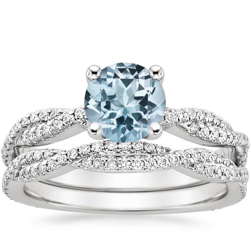 18KW Aquamarine Petite Luxe Twisted Vine Bridal Set (1/2 ct. tw.), top view