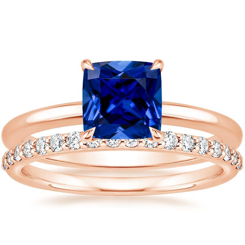 14K Rose Gold Elodie Ring with Petite Shared Prong Diamond Ring (1/4 ct. tw.)