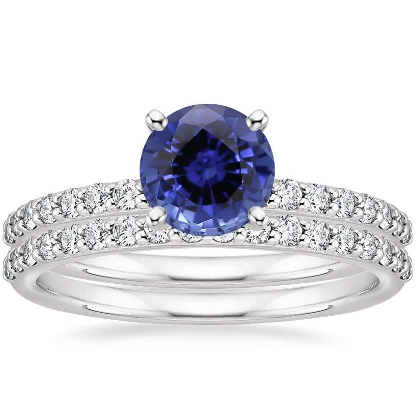 18KW Sapphire Petite Shared Prong Bridal Set (1/2 ct. tw.), top view