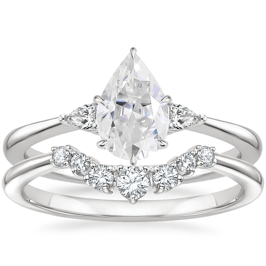 18KW Moissanite Aria Contoured Diamond Bridal Set, top view