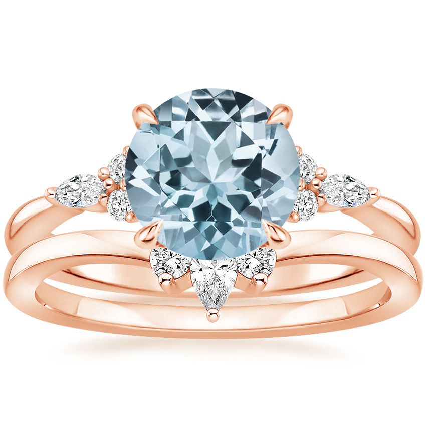 14KR Aquamarine Nadia Diamond Bridal Set, top view