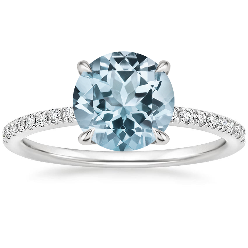 Aquamarine Perfect Fit Diamond Ring (1/5 ct. tw.) in 18K White Gold