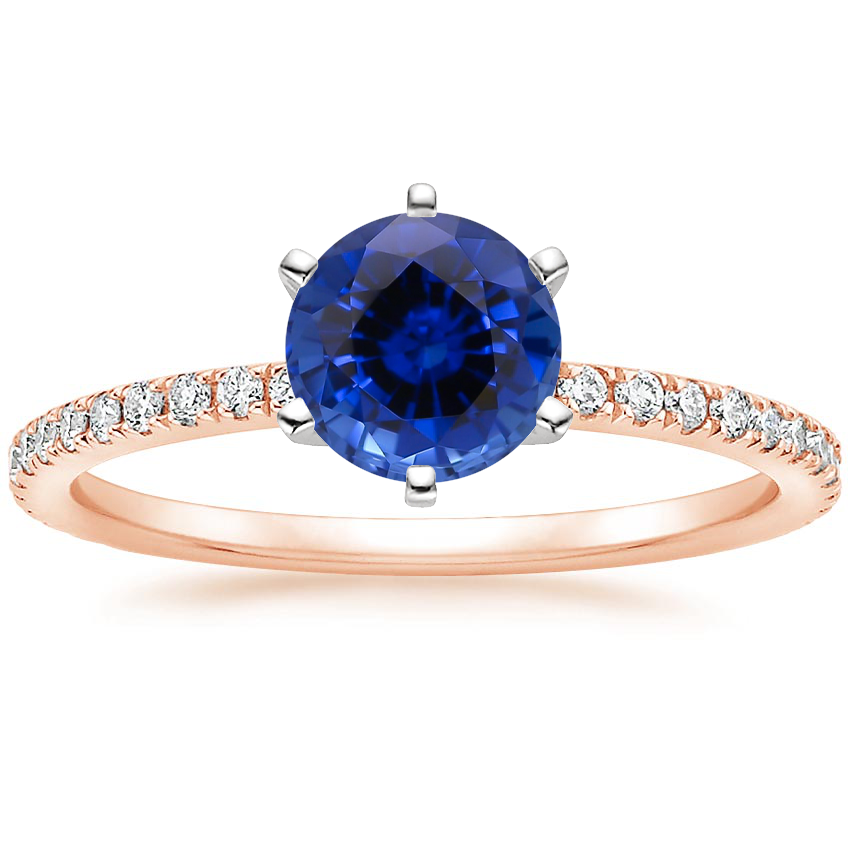 Sapphire Six-Prong Luxe Ballad Diamond Ring in 14K Rose Gold