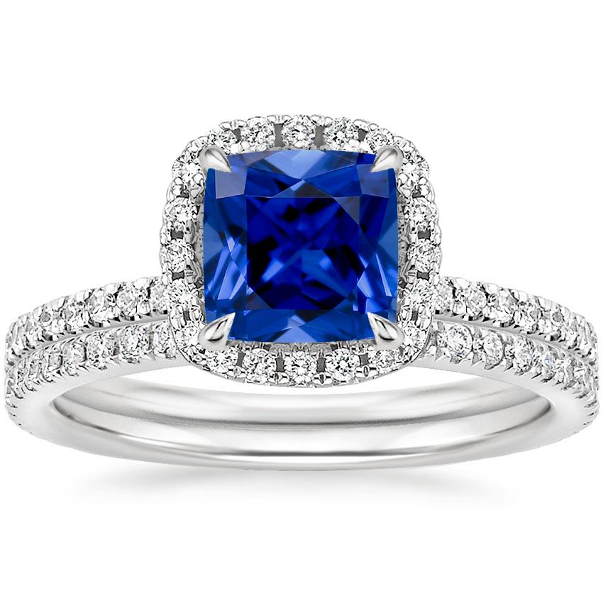 18KW Sapphire Waverly Diamond Bridal Set (2/3 ct. tw.), top view