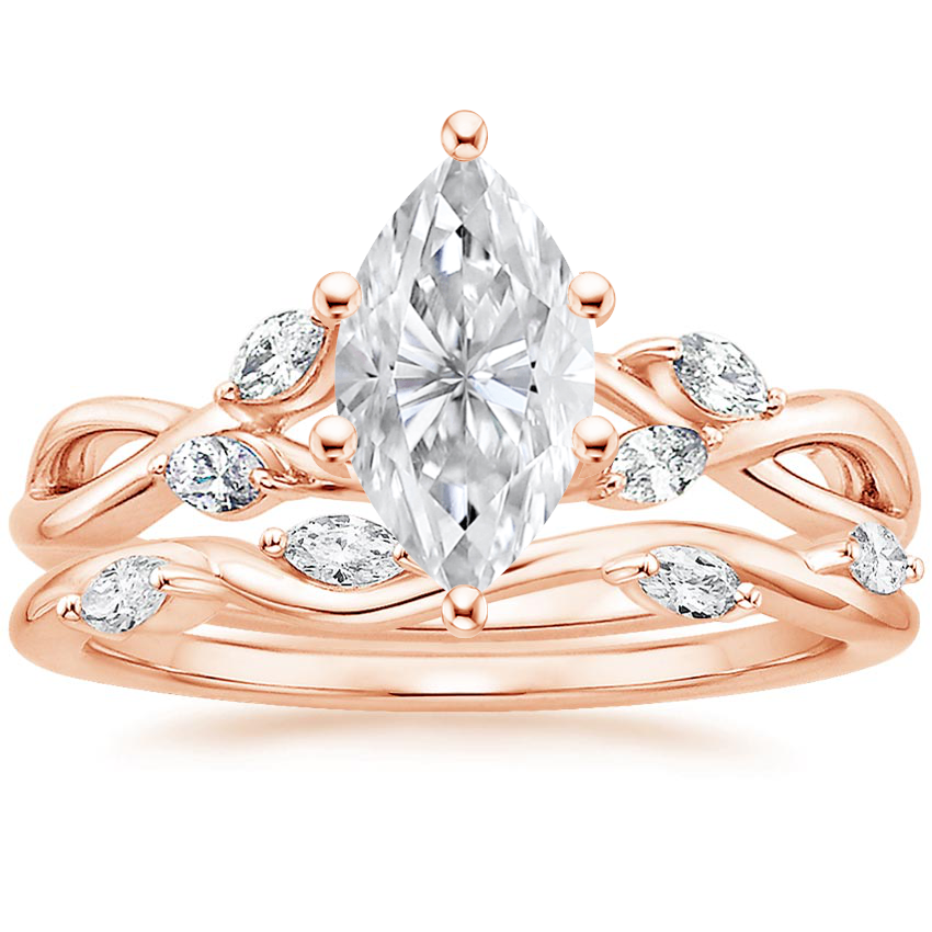 14K Rose Gold Willow Diamond Ring (1/8 ct. tw.) with Winding Willow Diamond Ring (1/8 ct. tw.)