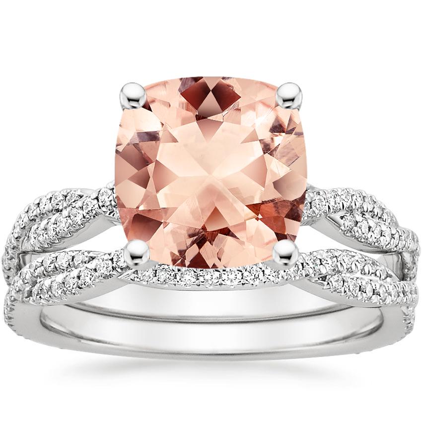 18KW Morganite Petite Luxe Twisted Vine Bridal Set (1/2 ct. tw.), top view