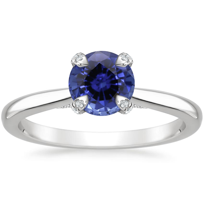 Sapphire Adorned Dawn Diamond Ring in 18K White Gold