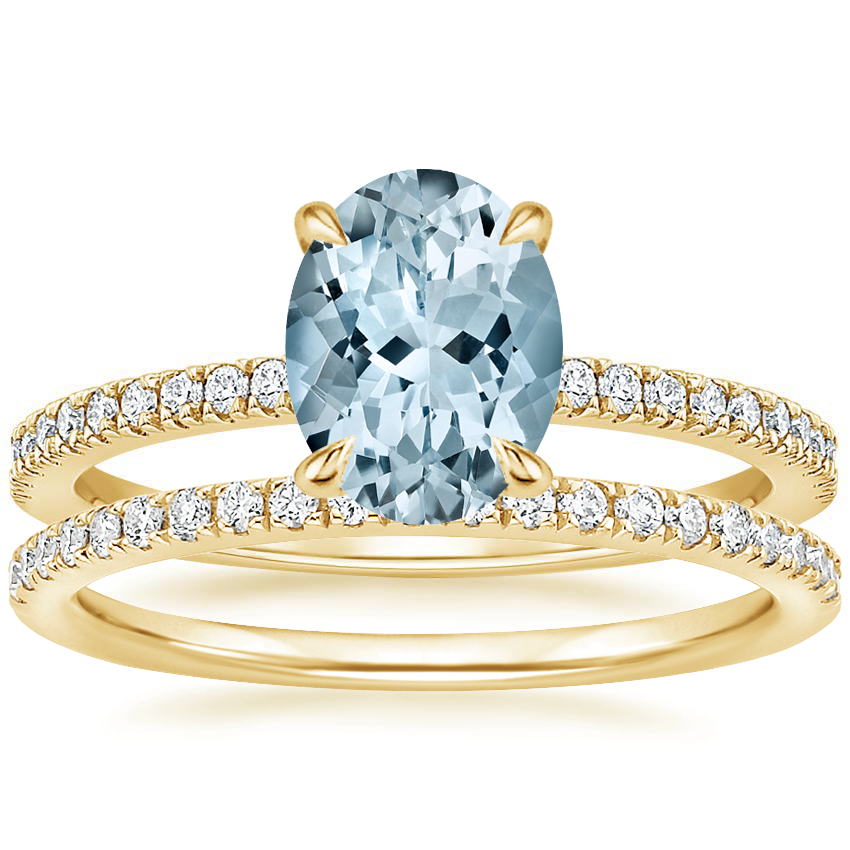 18KY Aquamarine Viviana Diamond Bridal Set (2/5 ct. tw.), top view