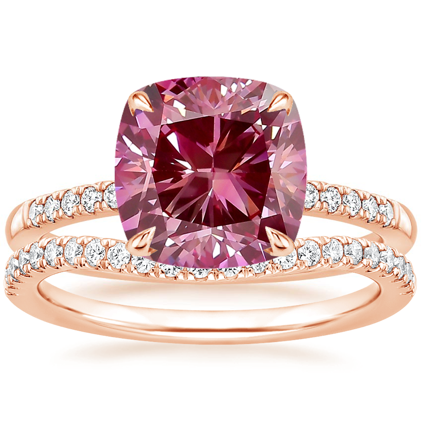 14K Rose Gold Petite Viviana Diamond Ring (1/6 ct. tw.) with Curved Ballad Diamond Ring (1/6 ct. tw.)