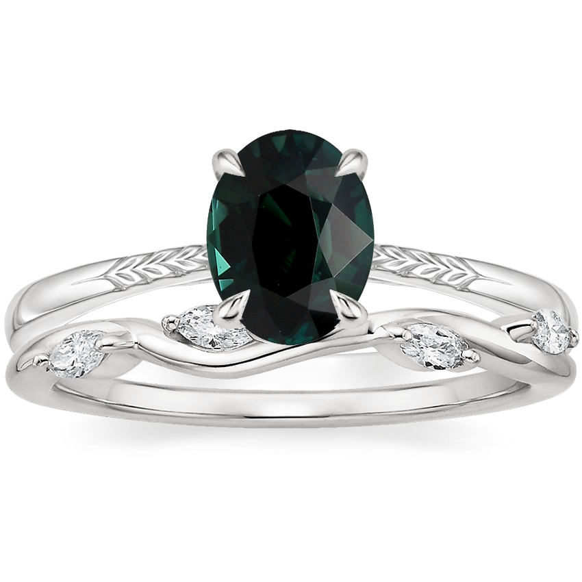 Platinum Laurel Engraved Ring with Winding Willow Diamond Ring