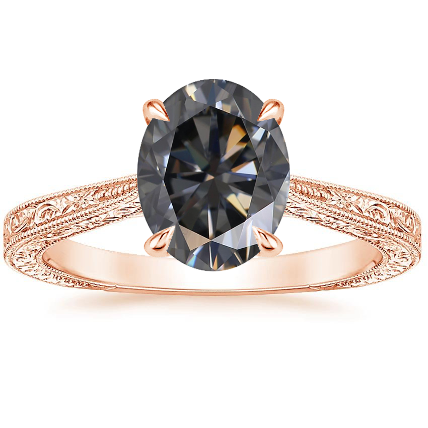 14K Rose Gold Elsie Engraved Ring, large top view