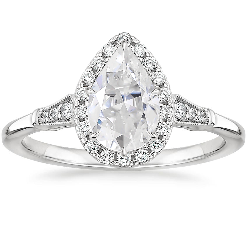 Moissanite Linden Diamond Ring in 18K White Gold
