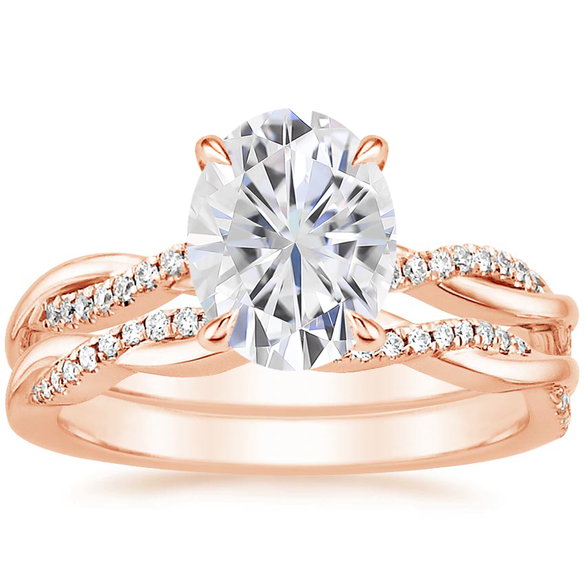 Moissanite Petite Twisted Vine Diamond Bridal Set (1/4 ct. tw.) in 14K ...