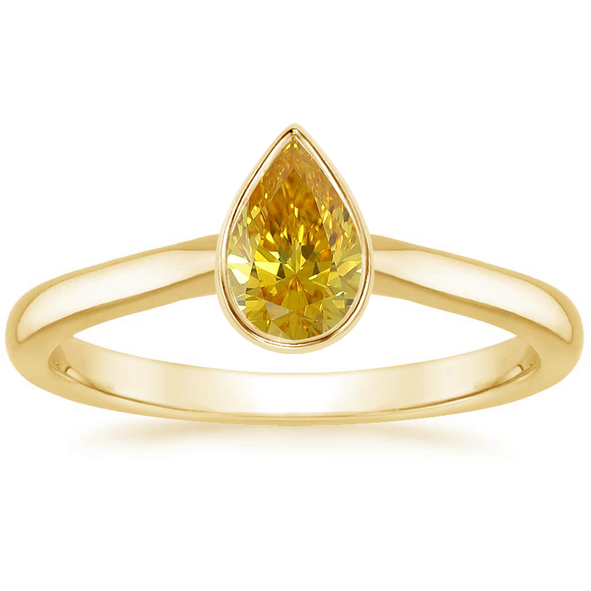 18K Yellow Gold Luna 2mm Bezel Ring, large top view