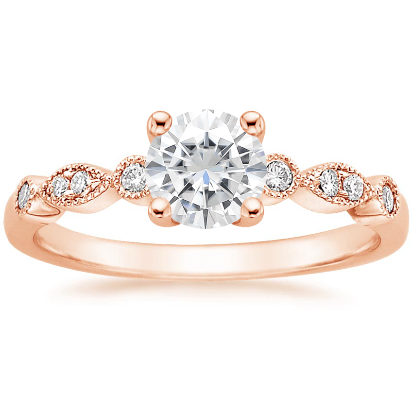 14K Rose Gold Tiara Milgrain Diamond Ring (1/10 ct. tw.), large top view