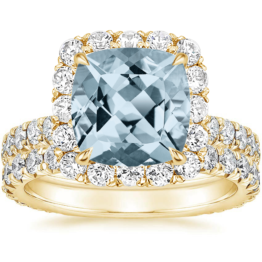 18KY Aquamarine Estelle Diamond Bridal Set (1 1/3 ct. tw.), top view