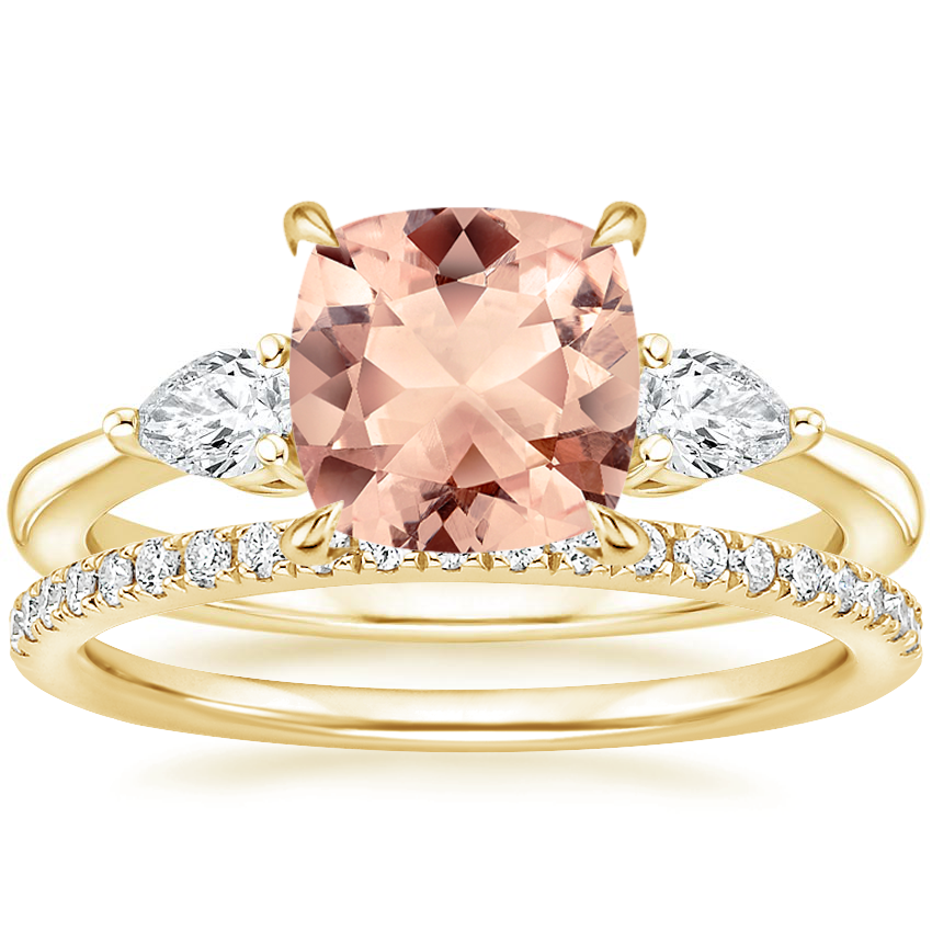 14K Yellow Gold Petite Opera Diamond Ring (1/4 ct. tw.) with Ballad Diamond Ring (1/6 ct. tw.)
