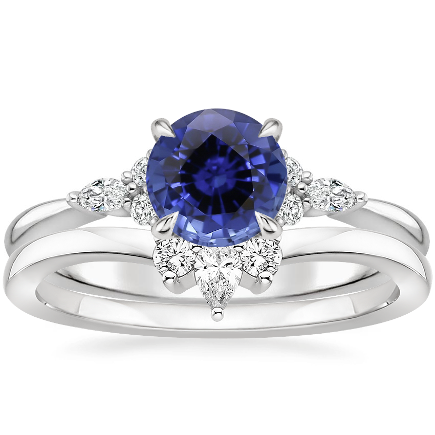 18KW Sapphire Nadia Diamond Bridal Set, top view