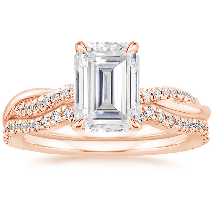 14KR Moissanite Petite Twisted Vine Contoured Diamond Bridal Set (1/3 ct. tw.), top view