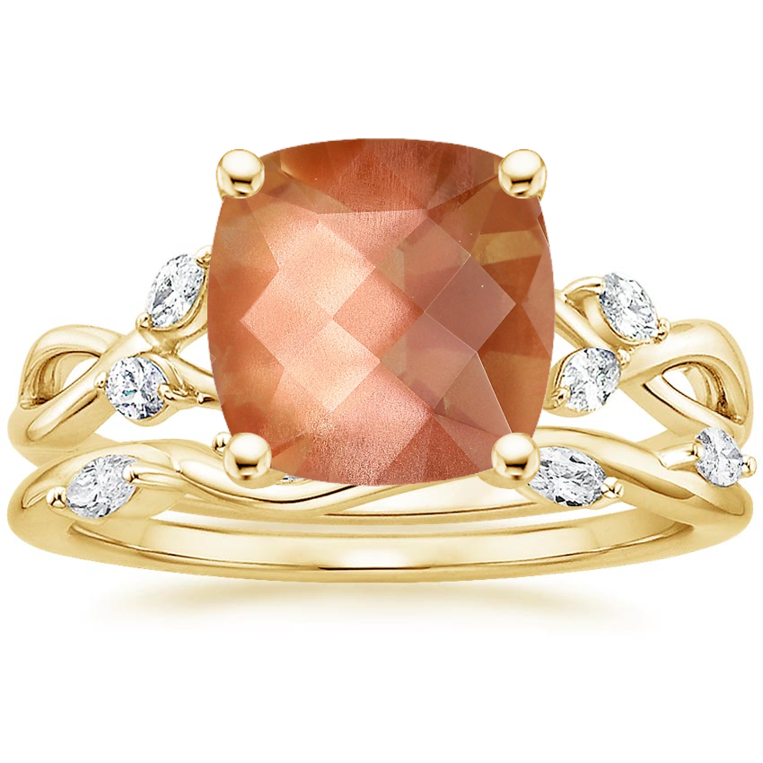 18K Yellow Gold Willow Diamond Ring (1/8 ct. tw.) with Winding Willow Diamond Ring (1/8 ct. tw.)