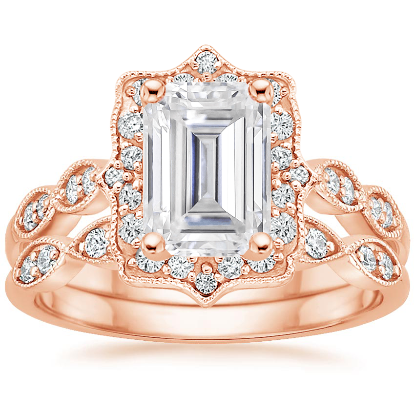 14KR Moissanite Cadenza Halo Diamond Bridal Set (1/4 ct. tw.), top view