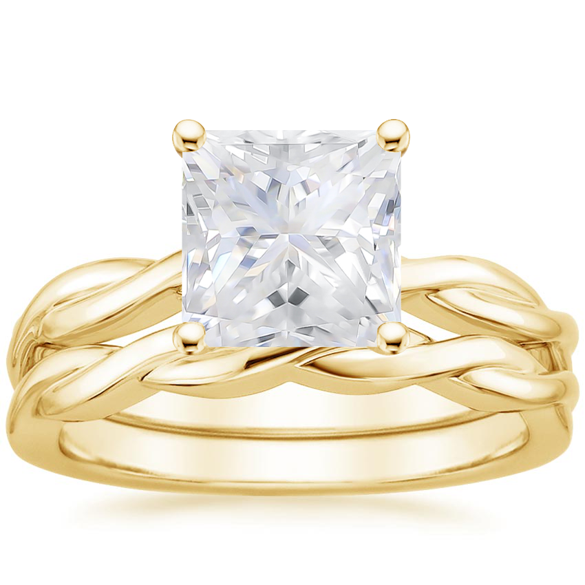 18KY Moissanite Twisted Vine Bridal Set, top view