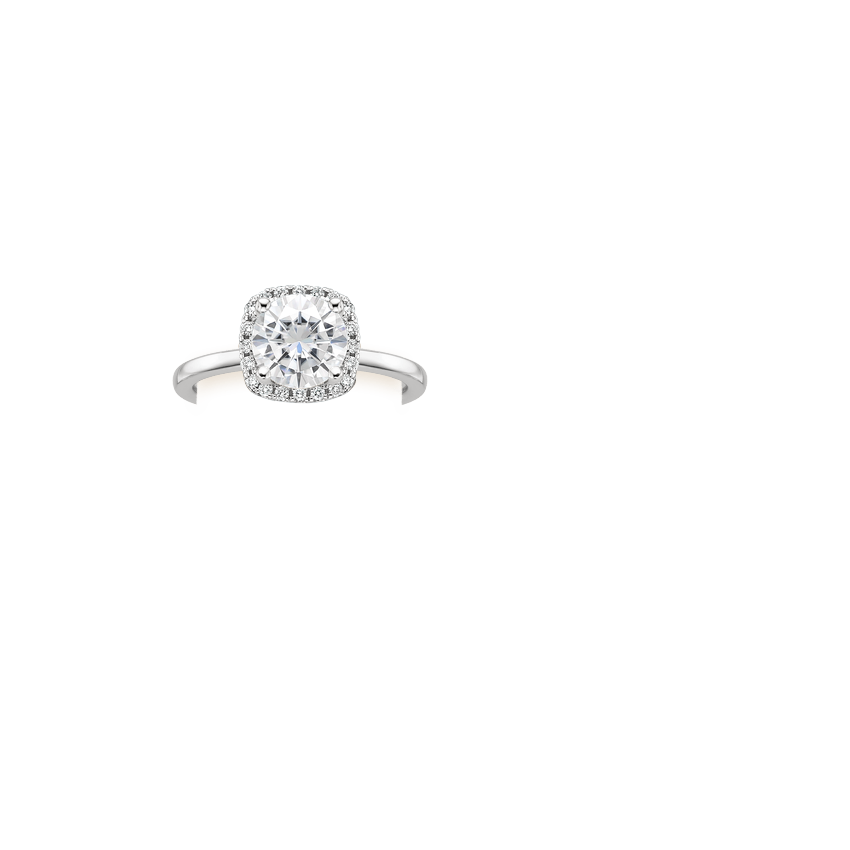 Moissanite French Halo Diamond Ring in 18K White Gold