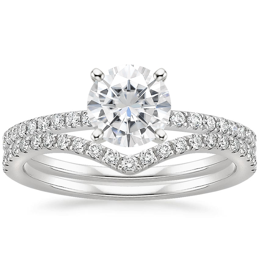 PT Moissanite Ballad Diamond Ring (1/8 ct. tw.) with Flair Diamond Ring (1/6 ct. tw.), top view