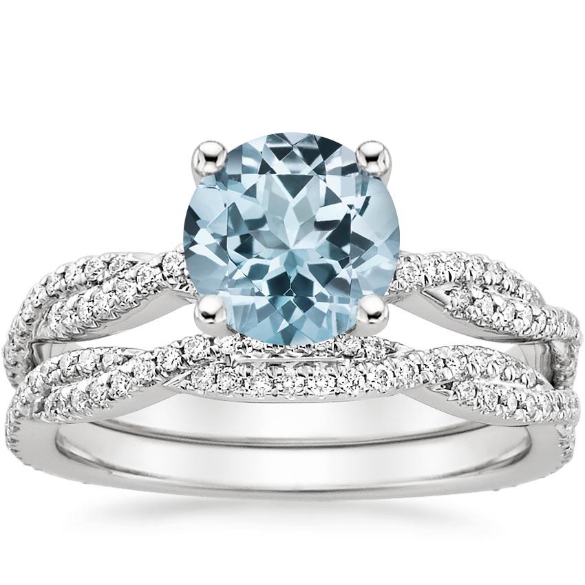 18KW Aquamarine Petite Luxe Twisted Vine Bridal Set (1/2 ct. tw.), top view