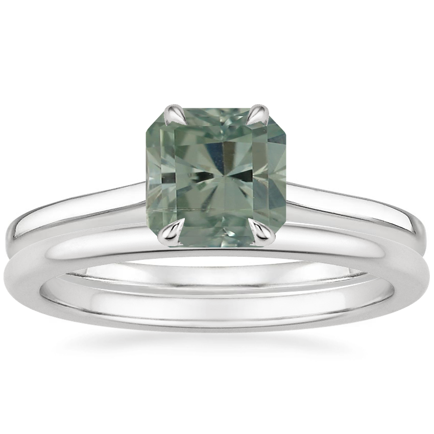 18K White Gold Provence Ring with Petite Comfort Fit Wedding Ring