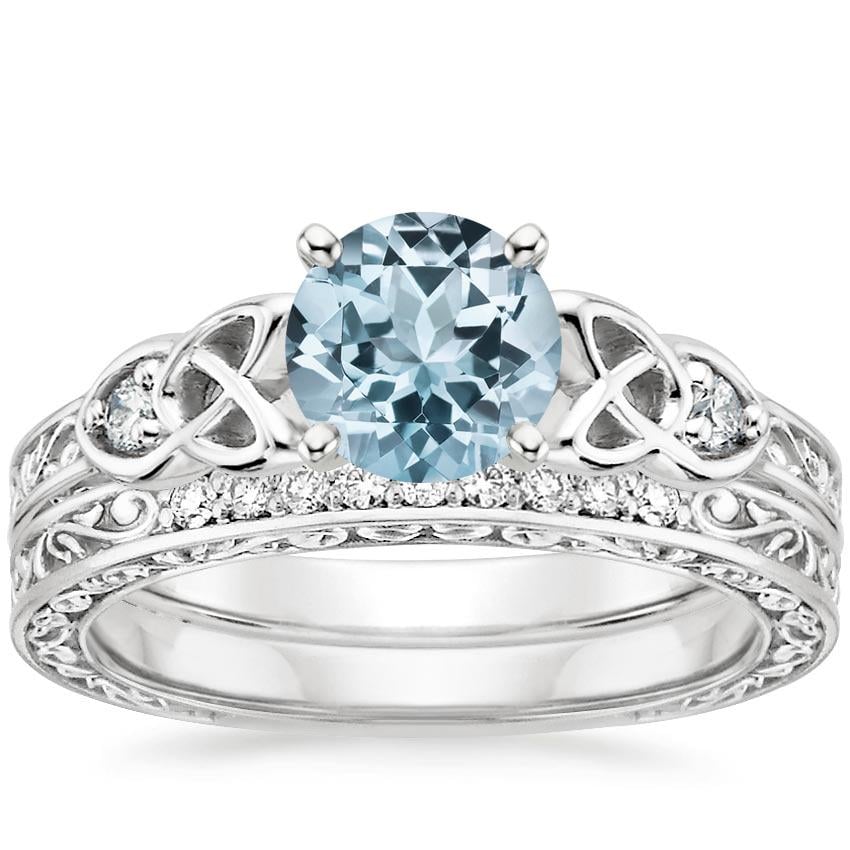 PT Aquamarine Aberdeen Diamond Bridal Set, top view