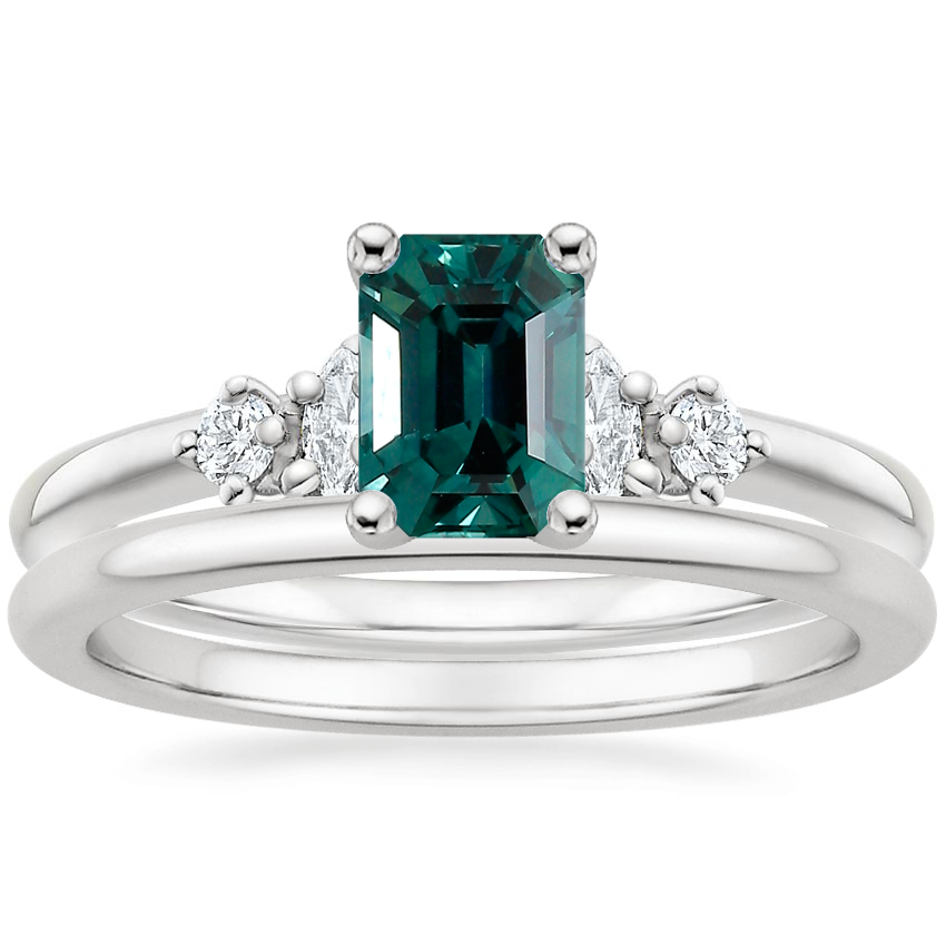 Platinum Miroir Diamond Ring with Petite Comfort Fit Wedding Ring