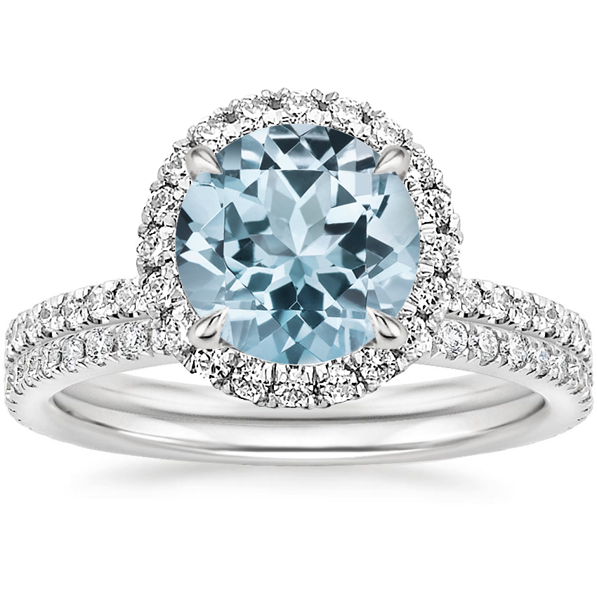 18KW Aquamarine Waverly Diamond Bridal Set (2/3 ct. tw.), top view