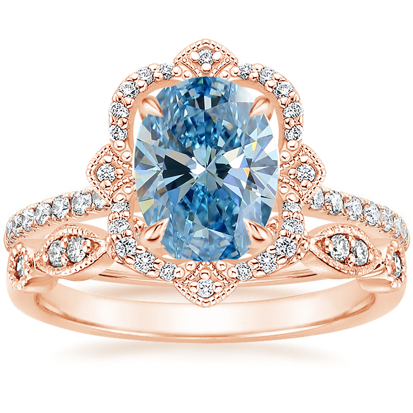 14K Rose Gold Reina Diamond Ring with Tiara Diamond Ring 1 10 ct