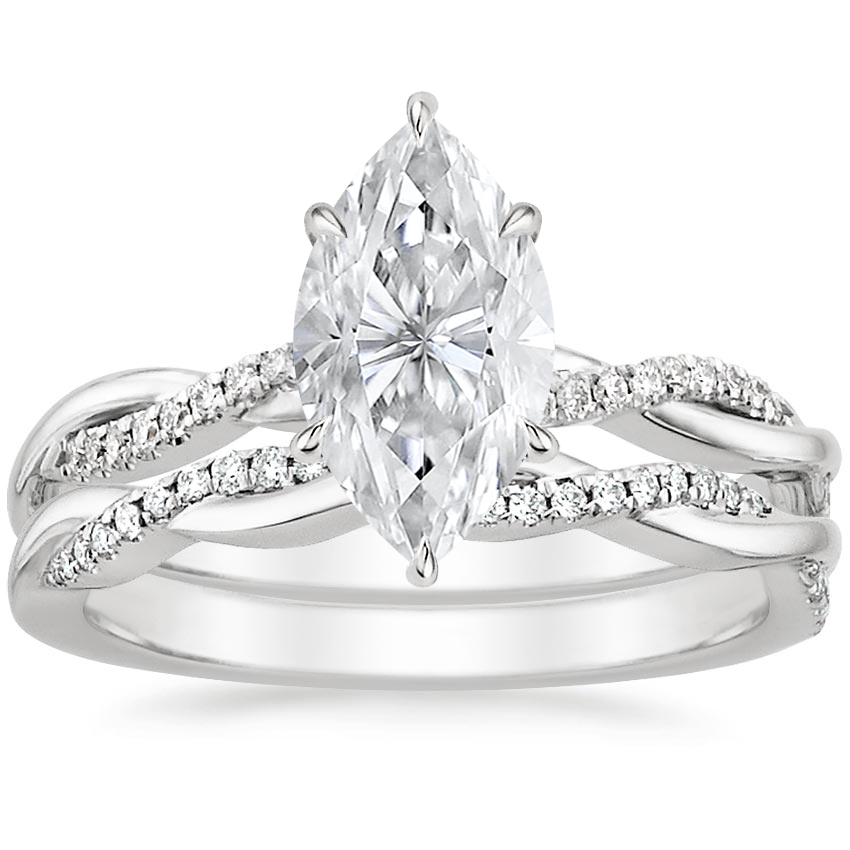 18K White Gold Petite Twisted Vine Diamond Bridal Set (1/4 ct. tw.)