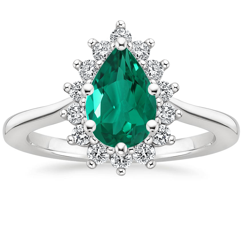 18K White Gold Sunburst Halo Diamond Ring (1/4 ct. tw.), large top view