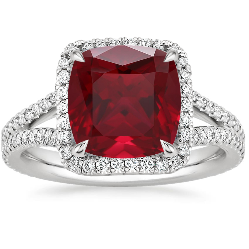18K White Gold Fortuna Halo Diamond Ring (1/2 ct. tw.), large top view