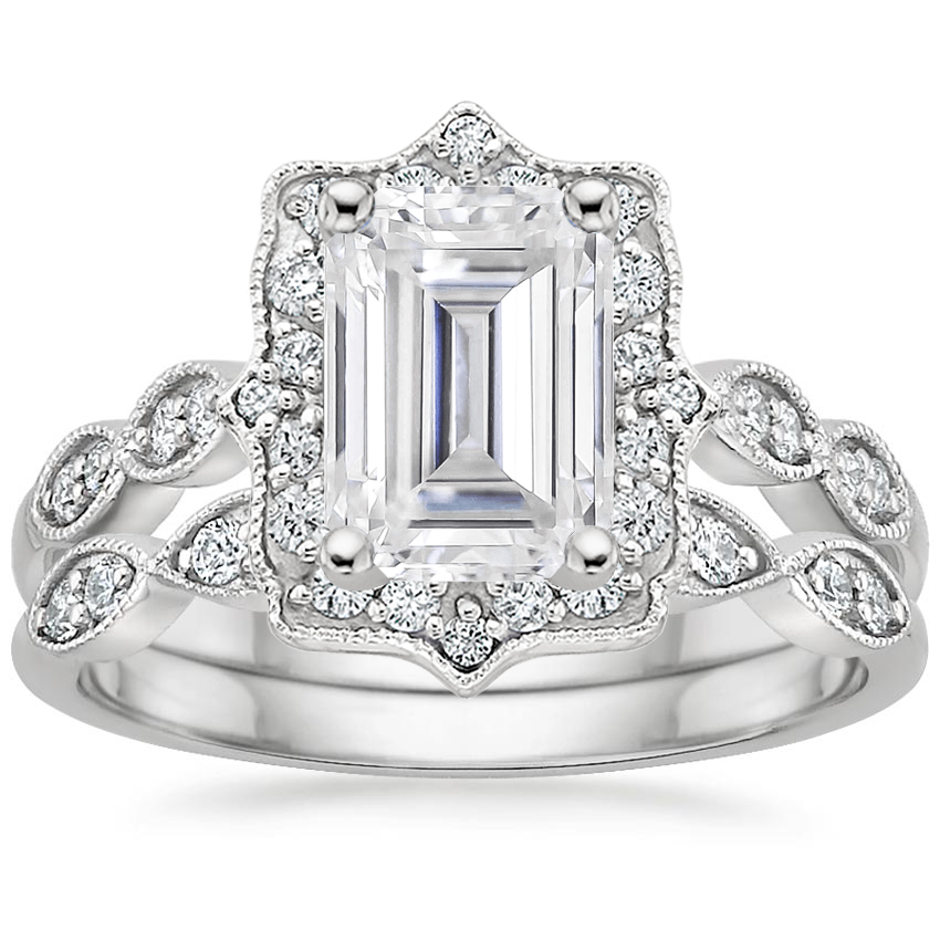 PT Moissanite Cadenza Halo Diamond Bridal Set (1/4 ct. tw.), top view