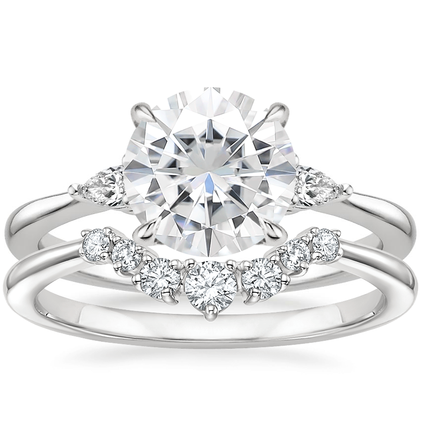 18KW Moissanite Aria Contoured Diamond Bridal Set, top view