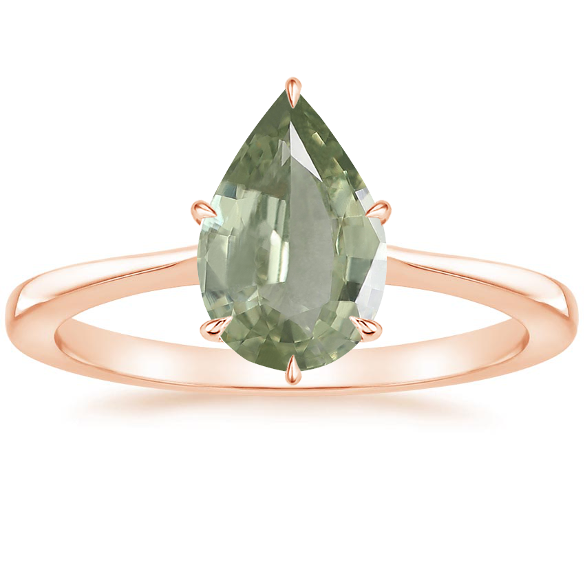 14K Rose Gold Elle Solitaire Ring, large top view