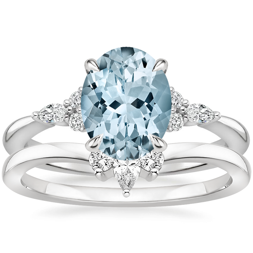 PT Aquamarine Nadia Diamond Bridal Set, top view